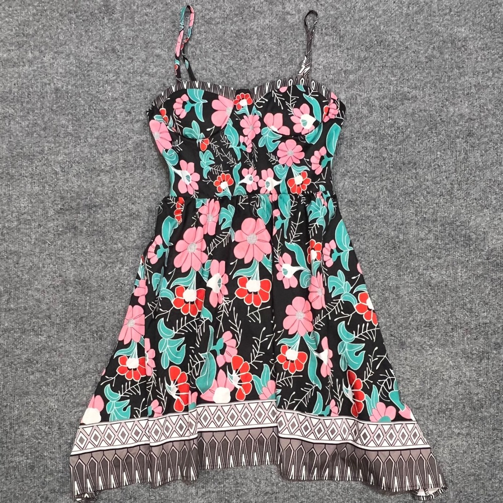 Order Plus Floral Dress Womens S Black Pink Sweetheart Padded Adjustable Straps - Picture 2 of 10